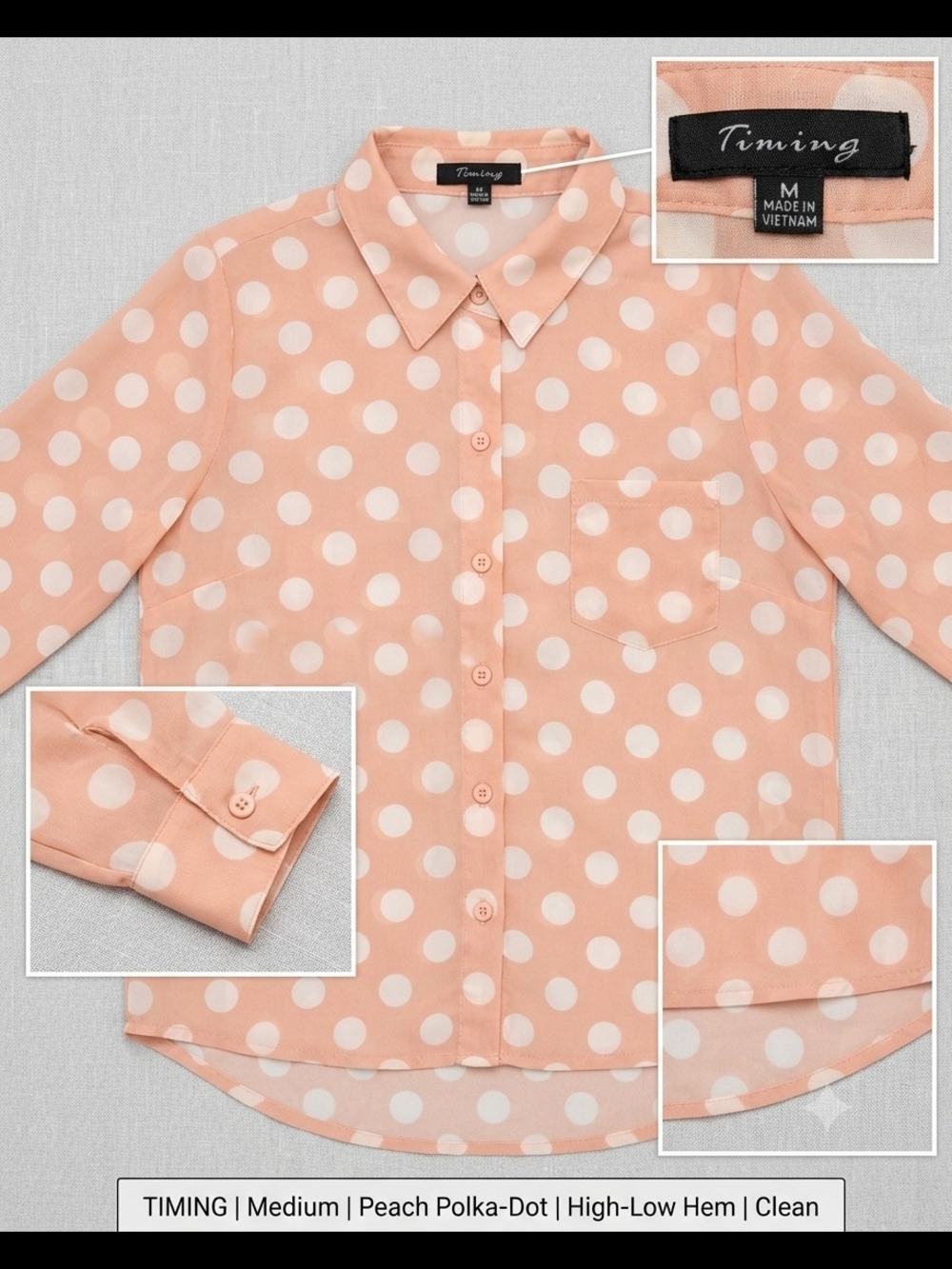 Timing Peach Polka Dot Button-Front Shirt